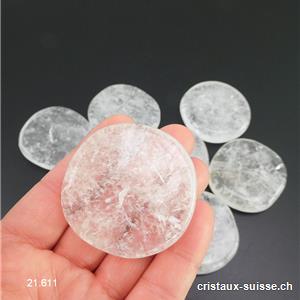 Cristal de Roche translucide plat env. 4,5 cm / 40 à 45 grammes. Taille XXL