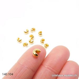 1 x Boule cache-noeud à pincer SANS oeillet 5 mm, argent 925 doré