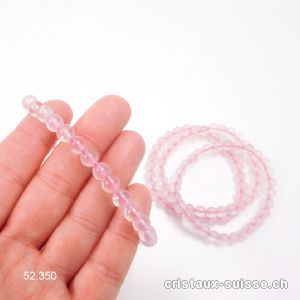 Bracelet Quartz Rose clair 6 mm, élastique 17,5 cm. Taille SM. OFFRE SPECIALE