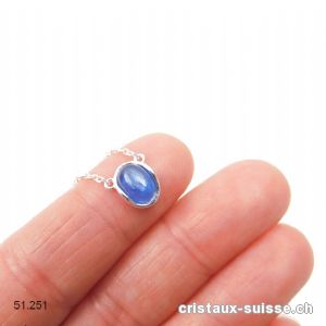 Pendentif Cyanite bleue avec chaîne en argent 925. Réglable 41 - 44 cm