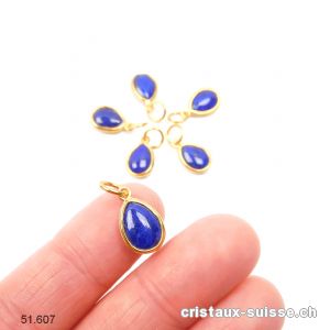 Pendentif Lapis-lazuli mini-goutte en argent 925 doré, 11 x 8 mm