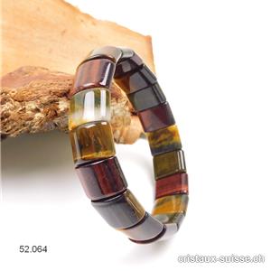 Bracelet Oeil Tigre - Boeuf - Faucon 1 x 1,5 cm, élastique 19 cm