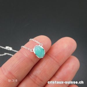 Pendentif Amazonite du Pérou avec chaîne en argent 925. Réglable 41 - 44 cm