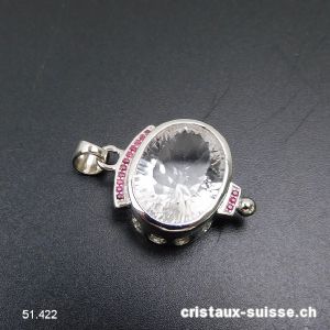 Pendentif Cristal de Roche et Rubis en argent 925 rhodié