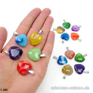 5 pendentifs Agate Coeurs 2 cm, boucles en métal. Offre Spéciale