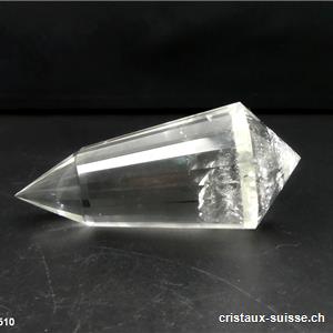 Vogel biterminé Cristal de Roche 24 faces 9 x 3,8 cm. Pièce unique 135 grammes