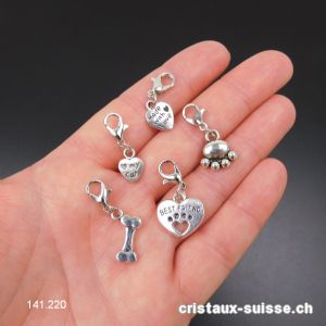 Lot 5 Charms 1 à 1,5 cm et crochet, en métal argenté. OFFRE SPECIALE