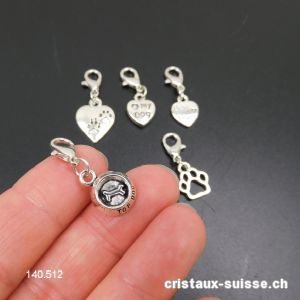 Lot 5 Charms 1 à 1,5 cm et crochet, en métal argenté. OFFRE SPECIALE