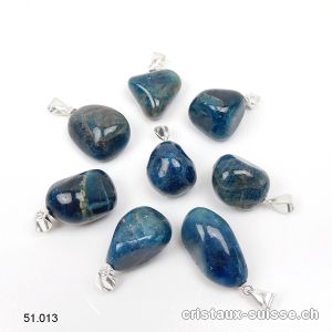 Pendentif Apatite bleue 1,5 à 2 cm avec boucle argent 925. Qual. AB. OFFRE SPECIALE