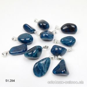 Pendentif Apatite bleue 1,7 à 2,3 cm avec boucle en argent 925