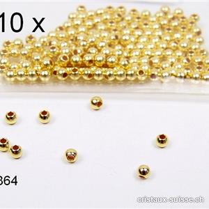 10 x Perles intercalaires ou cosses à écraser 2 mm Argent 925 plaqué or