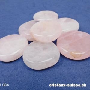 Quartz rose plat, clair 3,7 - 4,2 cm x épais. 1 cm. Taille L