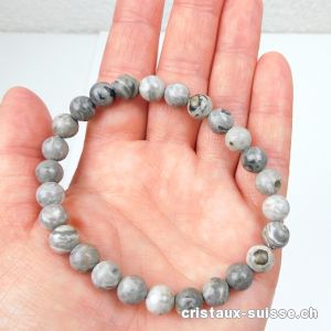 Bracelet Agate Crazy Lace grise 8 mm / 21 cm