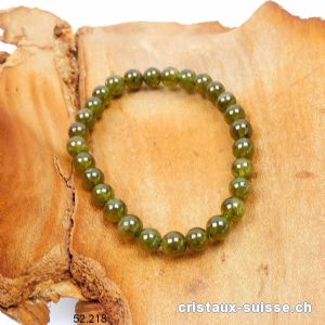 Bracelet Grenat Grossulaire vert 7 mm, élastique 17,5 cm. Taille SM