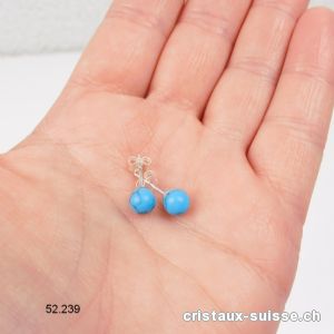 Clous d'oreille Turquénite, boule 6 mm en argent 925