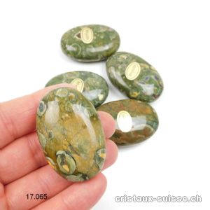 Rhyolite amazonienne brun - vert, pierre anti-stress arrondie 4,5 x 3 cm