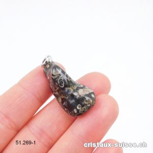 Pendentif Agate Turitelle 3 cm avec boucle argent 925. Pièce unique