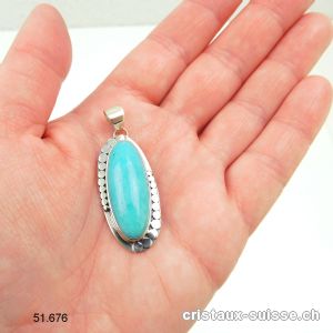 Pendentif Amazonite du Pérou en argent 925. Pièce unique, Qual. A