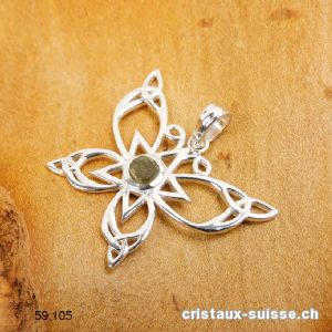 Pendentif Moldavite brute - PAPILLON en argent 925