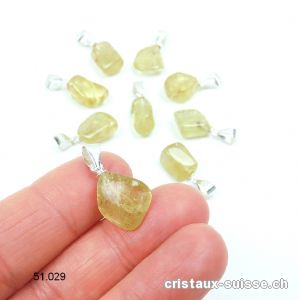 Pendentif Apatite jaune - vert 1 - 1,5 cm avec boucle argent 925. RARETÉ