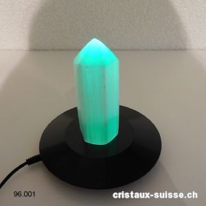 Sélénite pointe avec Support à LED. OFFRE SPECIALE