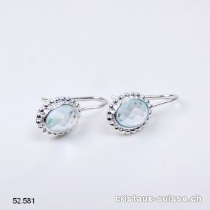 Boucles d'oreilles Topaze bleue claire facettée en argent 925