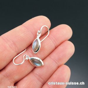 Boucles d'oreilles Labradorite Navette en argent 925