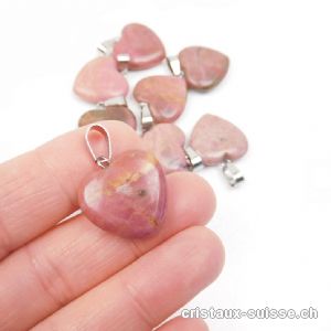 Pendentif Rhodonite rose Coeur 2 cm, boucle métal