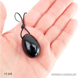 1 Oeuf YONI Obsidienne noire 3 x 2 cm. Taille S. Percé