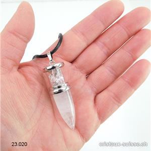 Pendule Cristal de Roche env. 5 cm avec chaîne lederlook réglable