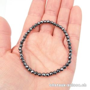 Bracelet Hématite facettée 4 mm / 18,5-19 cm. Taille M-L