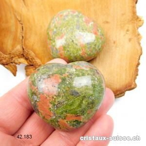 Coeur Unakite - épidote 4,5 x 4 x 2,3 cm, bombé