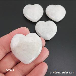 Coeur Quartz blanc 3,5 cm, plat