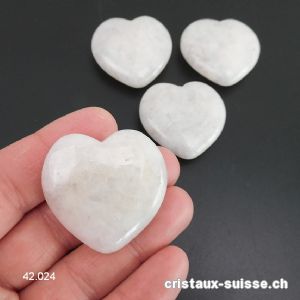 Coeur Quartz blanc 3,5 cm, plat