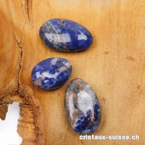 3 x Sodalites 2,5 - 3 cm, Percées 