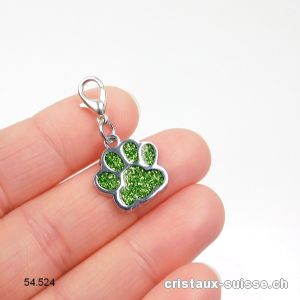 Charm Patte d'animal VERT 1,6 cm, en métal avec fermoir