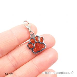 Charm Patte d'animal ORANGE FONCÉ 1,6 cm, en métal avec fermoir
