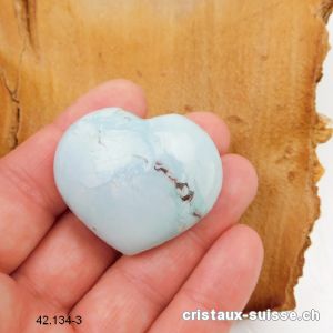 Coeur Turquoise - Dickite de Madagascar 3,8 x 3,4 cm, bombé. Pièce unique