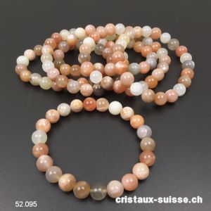 Bracelet Pierre de Lune 8 - 8,5 mm, élastique 18 - 18,5 cm.  Offre Spéciale