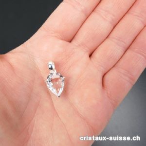 Pendentif Cristal de Roche facetté, argent 925. Qual. A