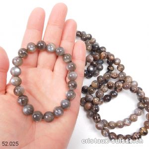 Bracelet Pierre de Lune noire 9 - 10 mm / 18 cm. Taille SM-M