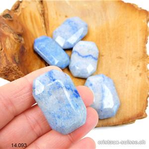 Quartz bleu, pierre anti-stress à pans coupés 3,5 x 2-2,5 cm