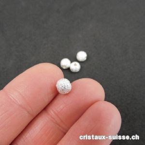 Perle 6 mm/trou 1,5 mm, argent 925 effet diamanté clair 
