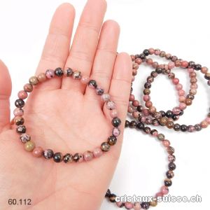 Bracelet Rhodonite avec manganèse 6-6,5 mm/19 cm. Taille M-L