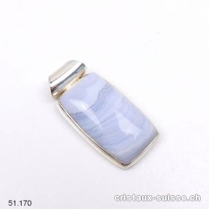 Pendentif Calcédoine bleue rubanée en argent 925. Pièce unique