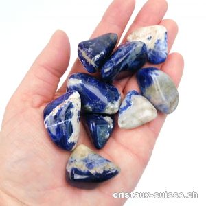 Sodalite, pierres roulées AB. Lot 100 Gr.