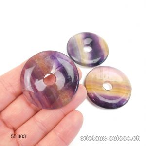 Fluorite arc-en-ciel, Donut 4 cm. Qual. A, avec couleur jaune