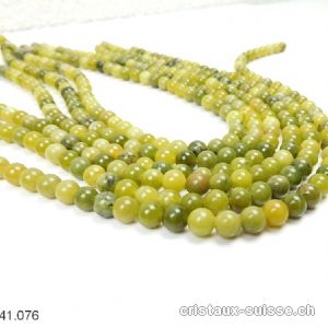 Rang Jade Serpentine verte 6,5 - 7 mm / 38 cm, env. 58 boules. Offre Spéciale