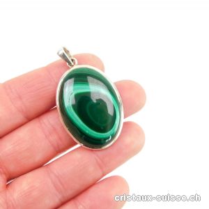 Pendentif Malachite du Congo en argent 925. Pièce unique