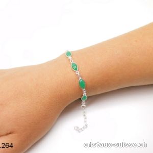 Bracelet Chrysoprase verte en argent 925. Qual. AA